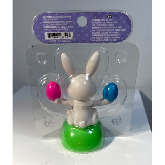 Solar Dancing Bunny Figurine With Pink & Blue Eggs Easter - Picture 3 of 4